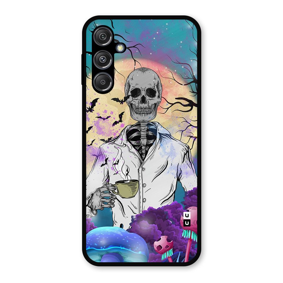 Morning Tea Skull Metal Back Case for Galaxy M34 5G