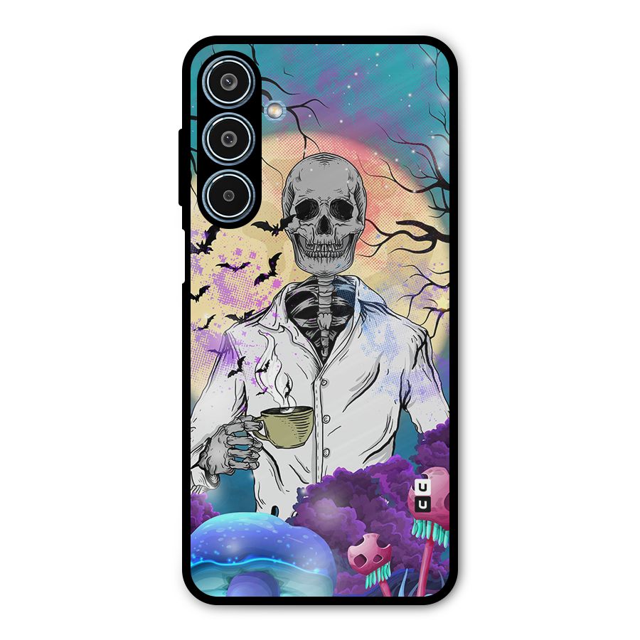 Morning Tea Skull Metal Back Case for Galaxy M35