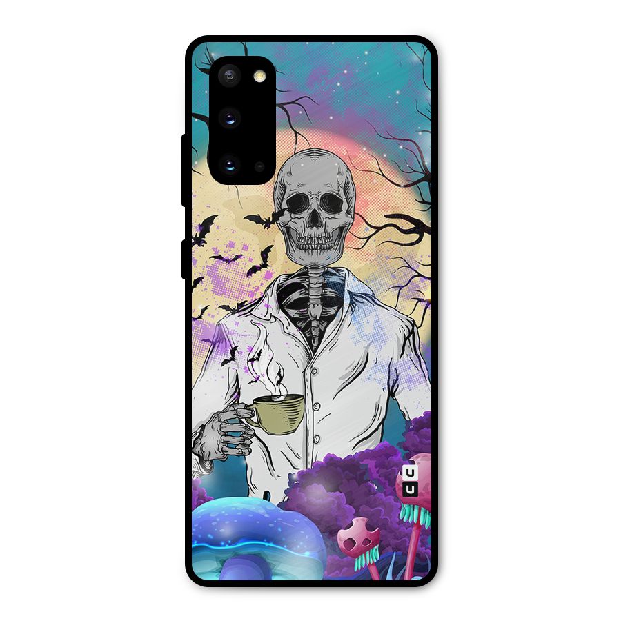 Morning Tea Skull Metal Back Case for Galaxy S20