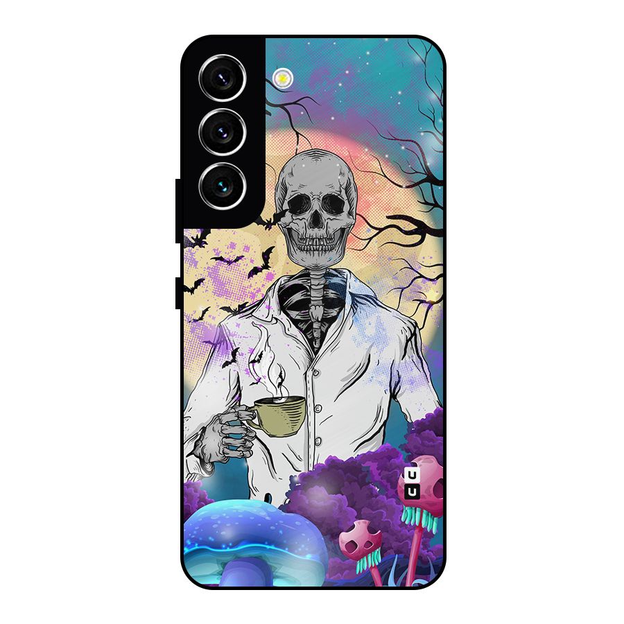 Morning Tea Skull Metal Back Case for Galaxy S22 5G