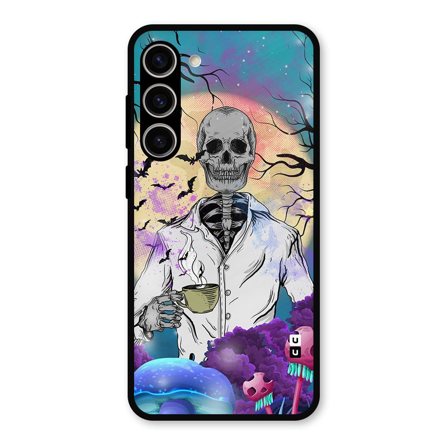 Morning Tea Skull Metal Back Case for Galaxy S23 Plus