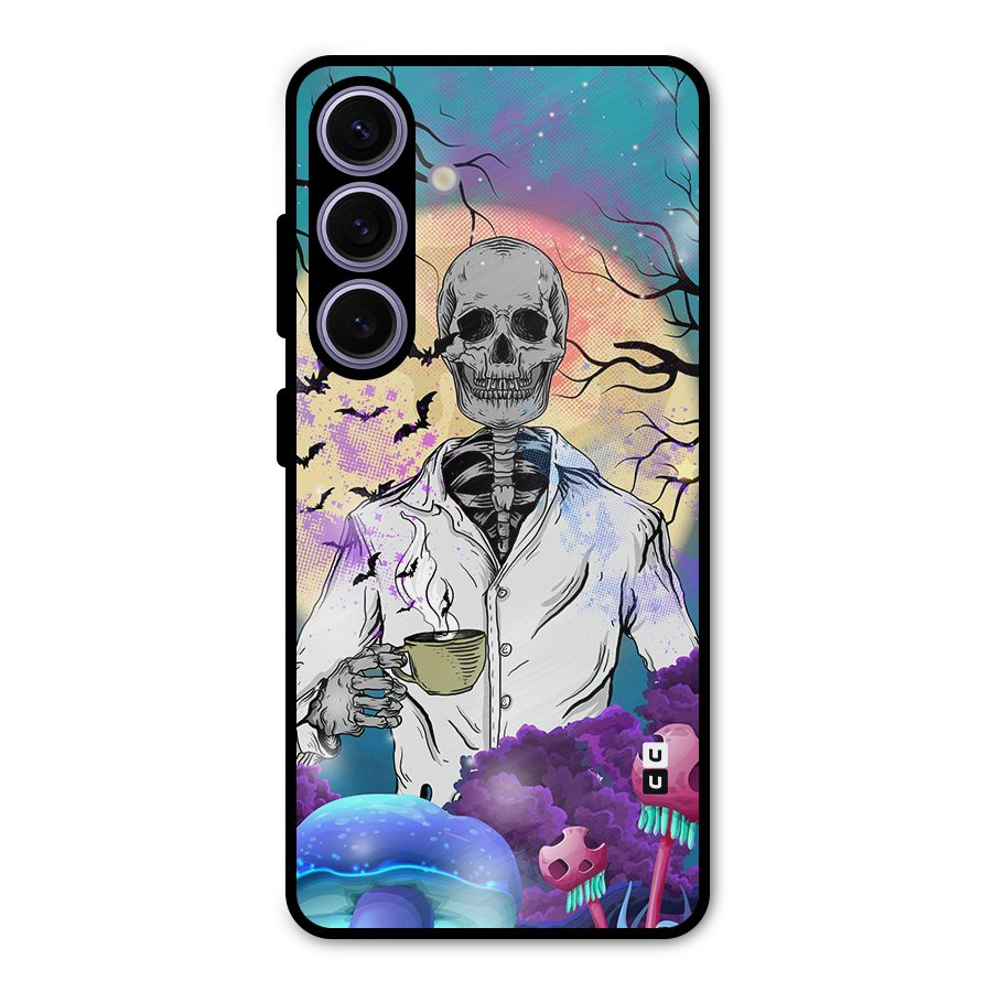Morning Tea Skull Metal Back Case for Galaxy S24