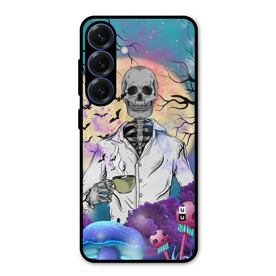 Morning Tea Skull Metal Back Case for Galaxy S25