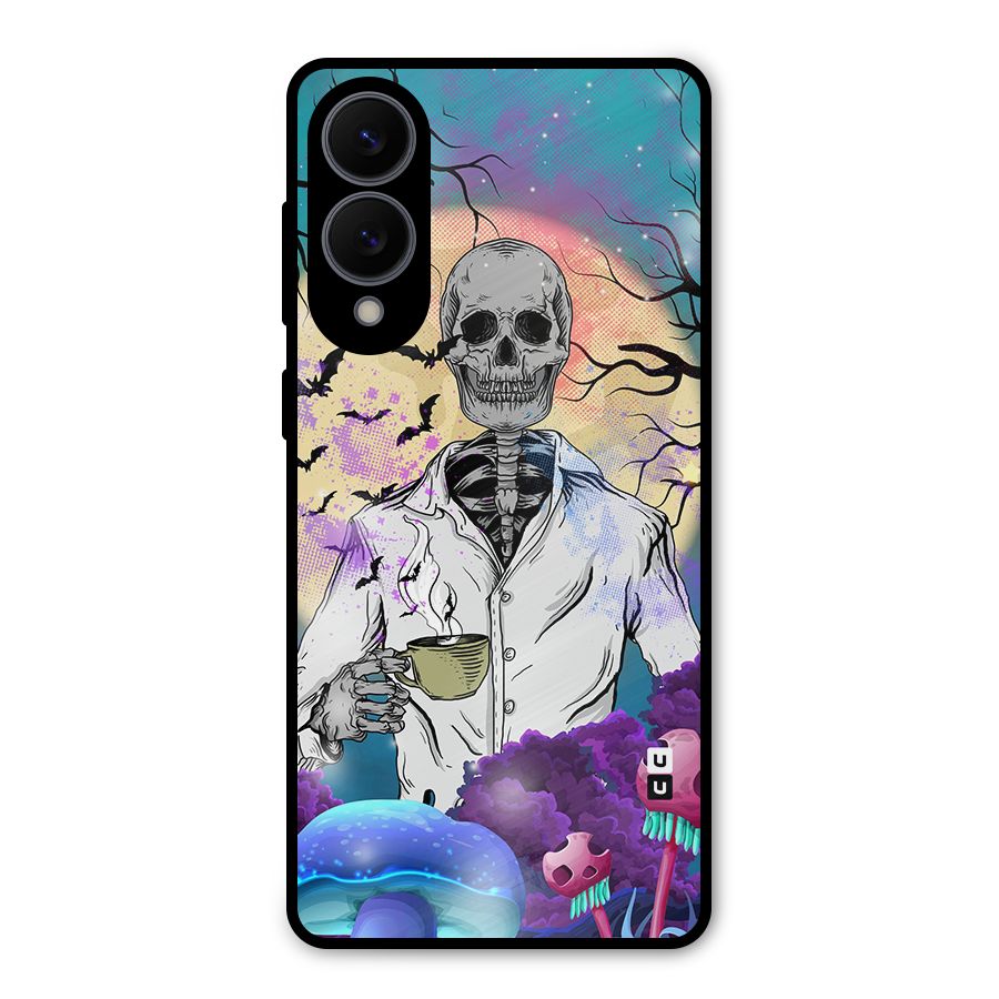 Morning Tea Skull Metal Back Case for Galaxy S25 Edge
