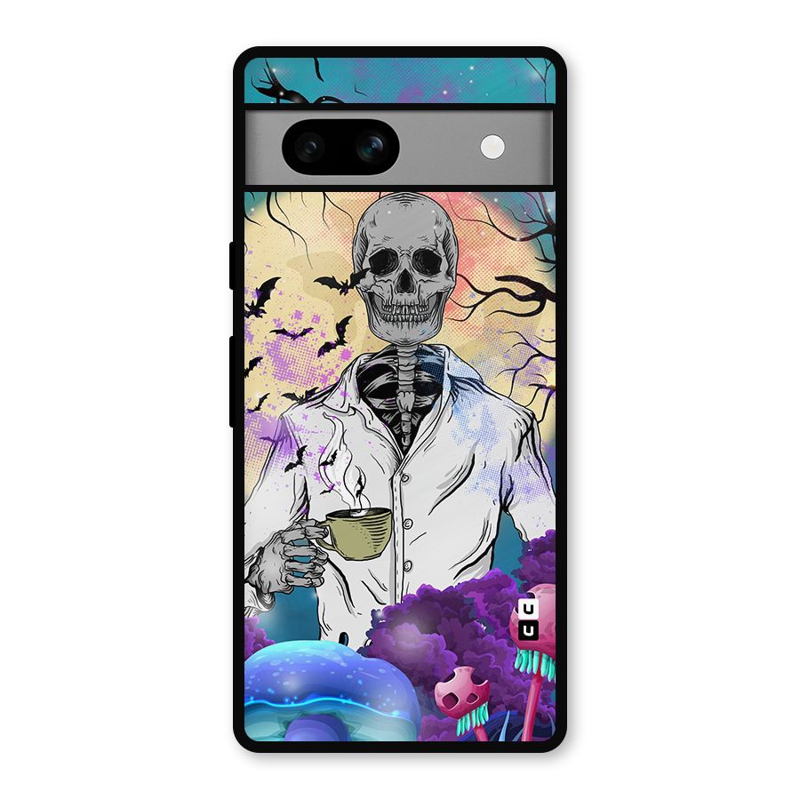 Morning Tea Skull Metal Back Case for Google Pixel 7a