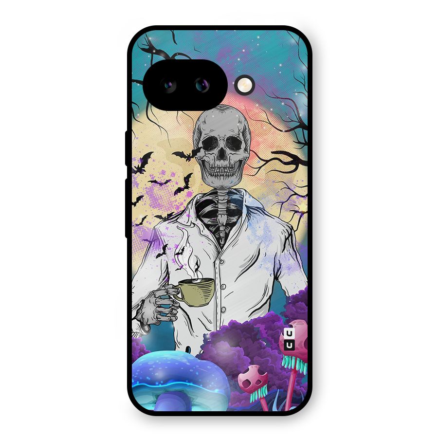 Morning Tea Skull Metal Back Case for Google Pixel 9a