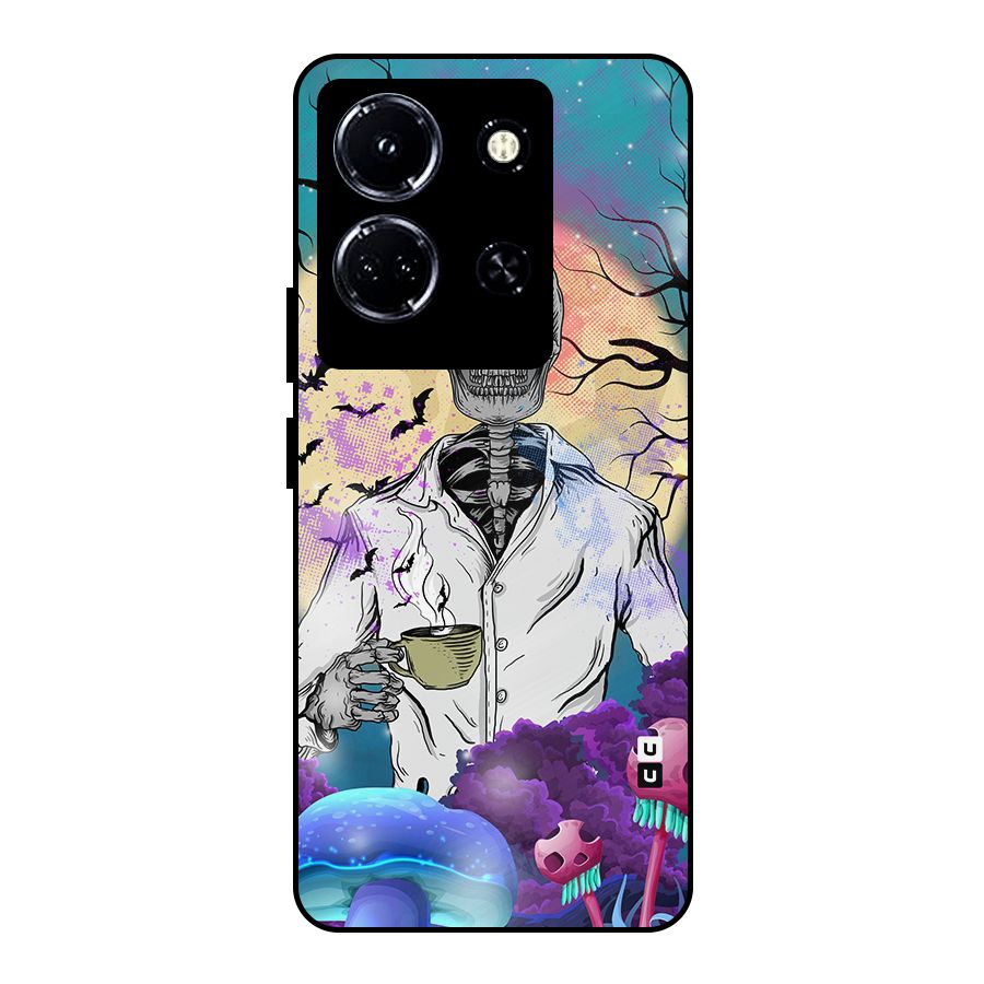 Morning Tea Skull Metal Back Case for Infinix Note 30 5G