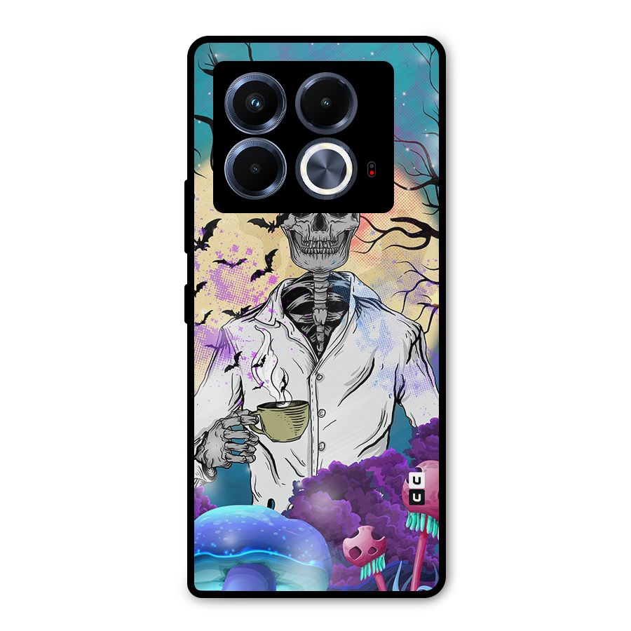 Morning Tea Skull Metal Back Case for Infinix Note 40 5G