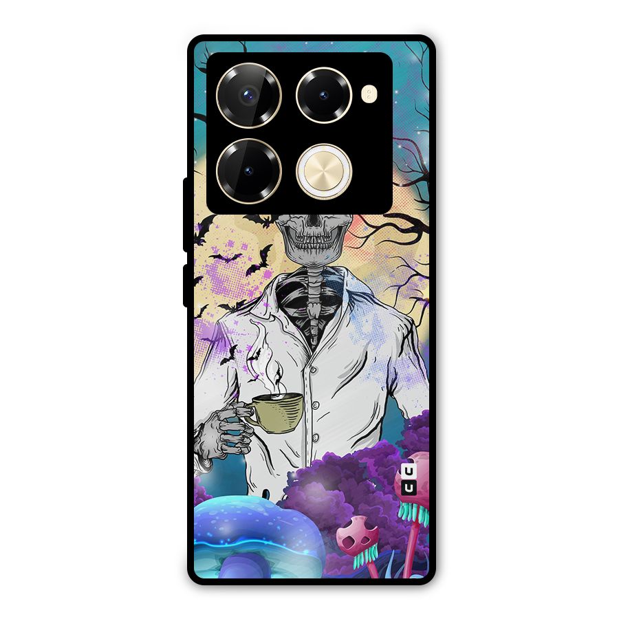 Morning Tea Skull Metal Back Case for Infinix Note 40 Pro