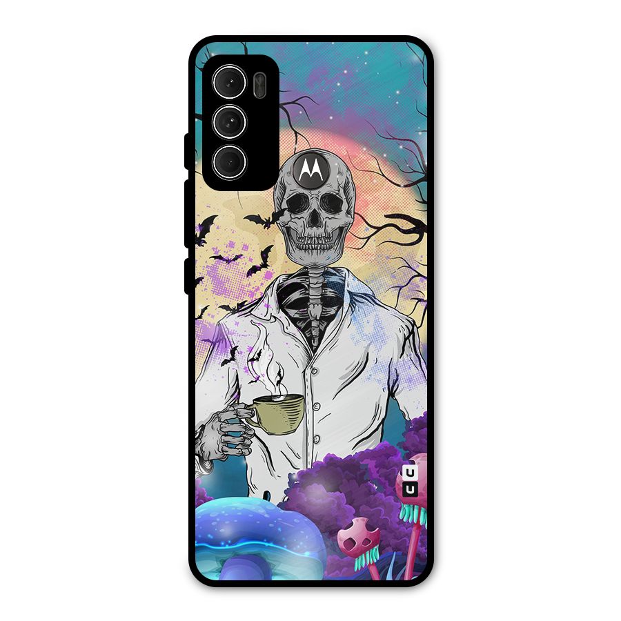 Morning Tea Skull Metal Back Case for Moto G60