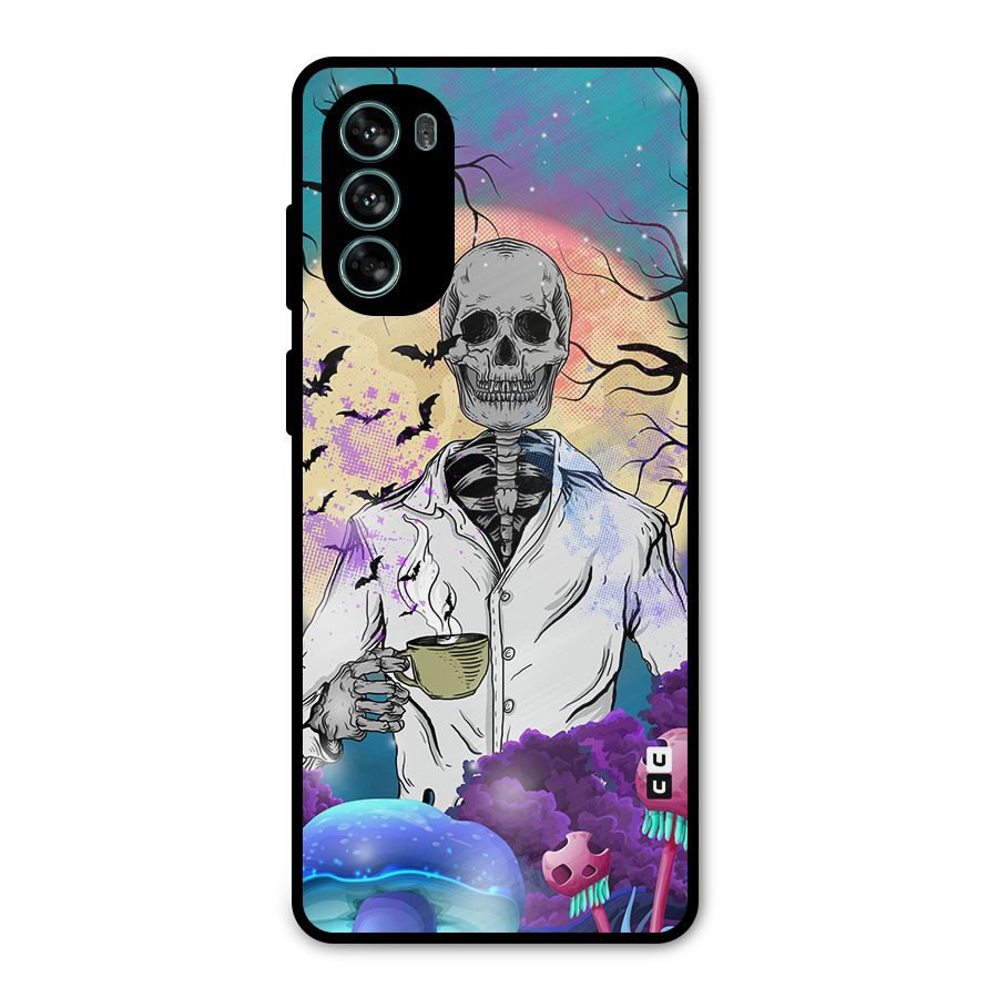 Morning Tea Skull Metal Back Case for Moto G62