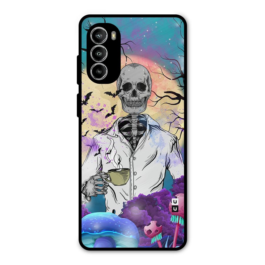 Morning Tea Skull Metal Back Case for Moto G82