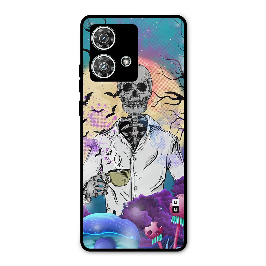 Morning Tea Skull Metal Back Case for Motorola Edge 40 Neo