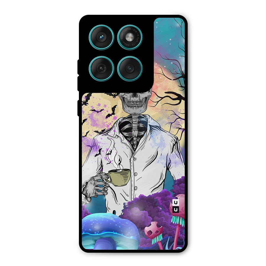 Morning Tea Skull Metal Back Case for Motorola Edge 60
