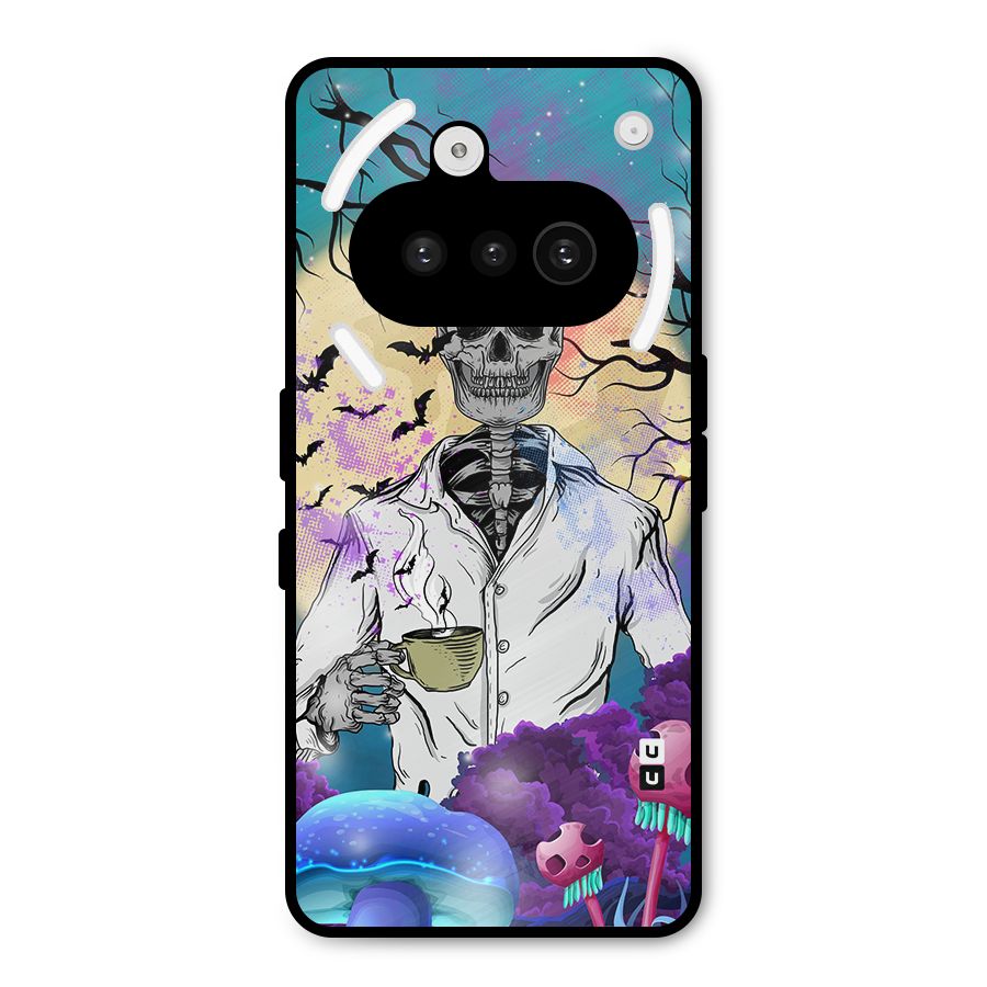 Morning Tea Skull Metal Back Case for Nothing Phone 3a