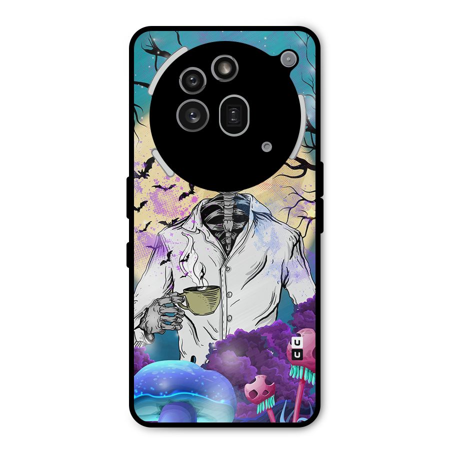 Morning Tea Skull Metal Back Case for Nothing Phone 3a Pro