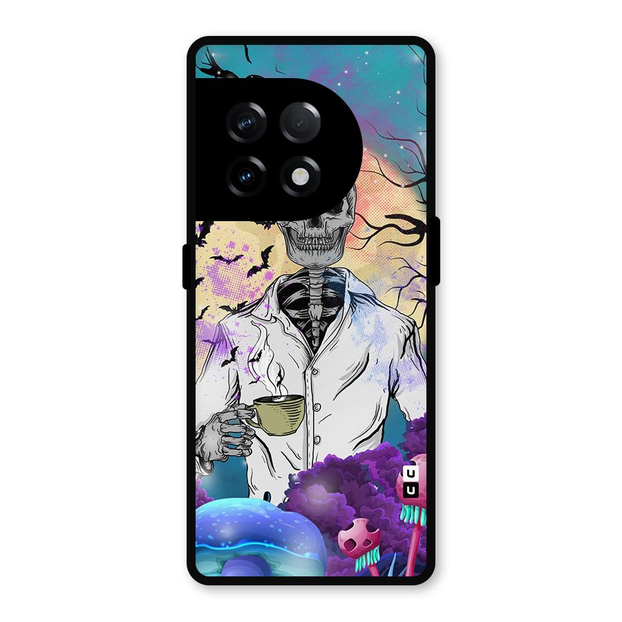 Morning Tea Skull Metal Back Case for OnePlus 11R