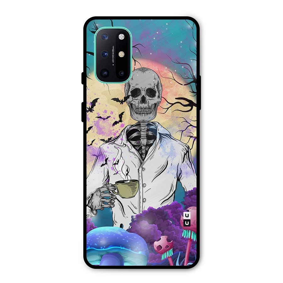 Morning Tea Skull Metal Back Case for OnePlus 8T