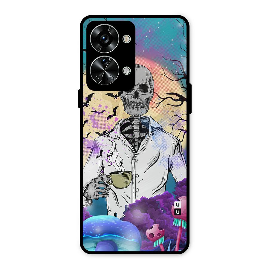 Morning Tea Skull Metal Back Case for OnePlus Nord 2T
