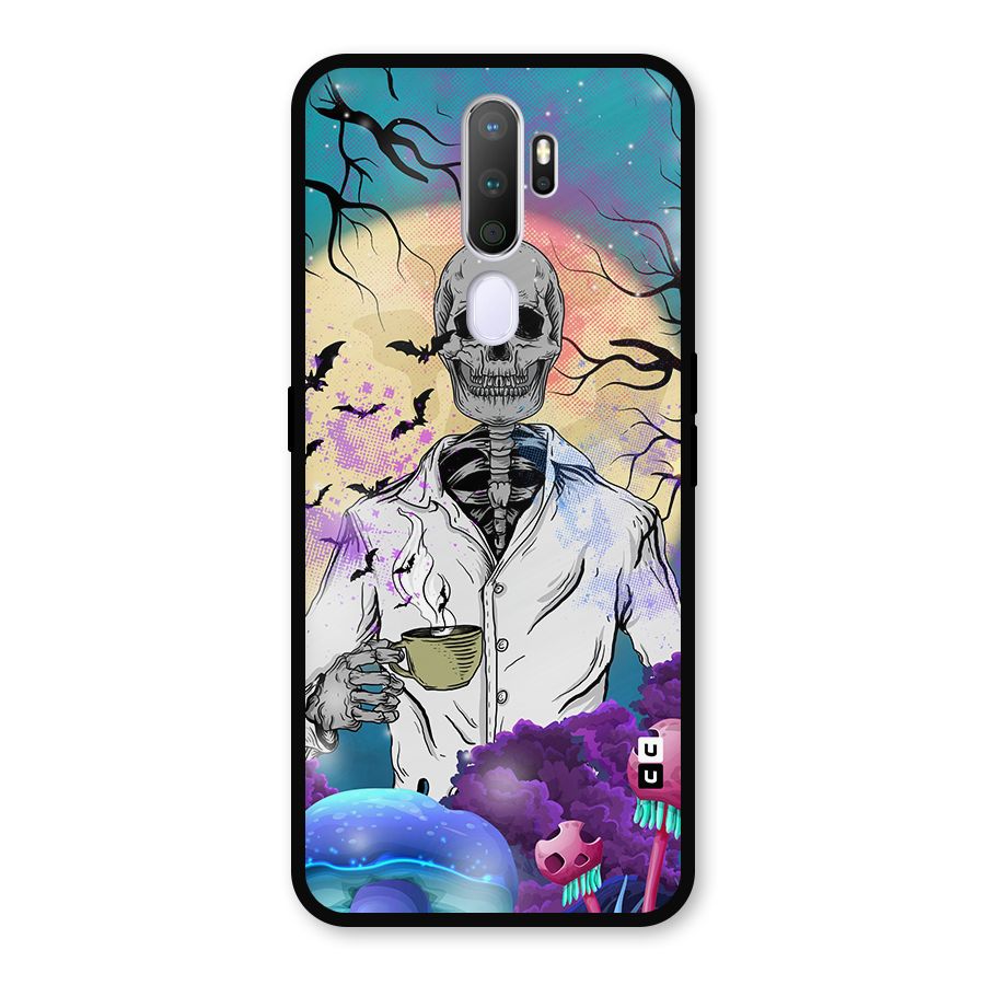 Morning Tea Skull Metal Back Case for Oppo A9 (2020)