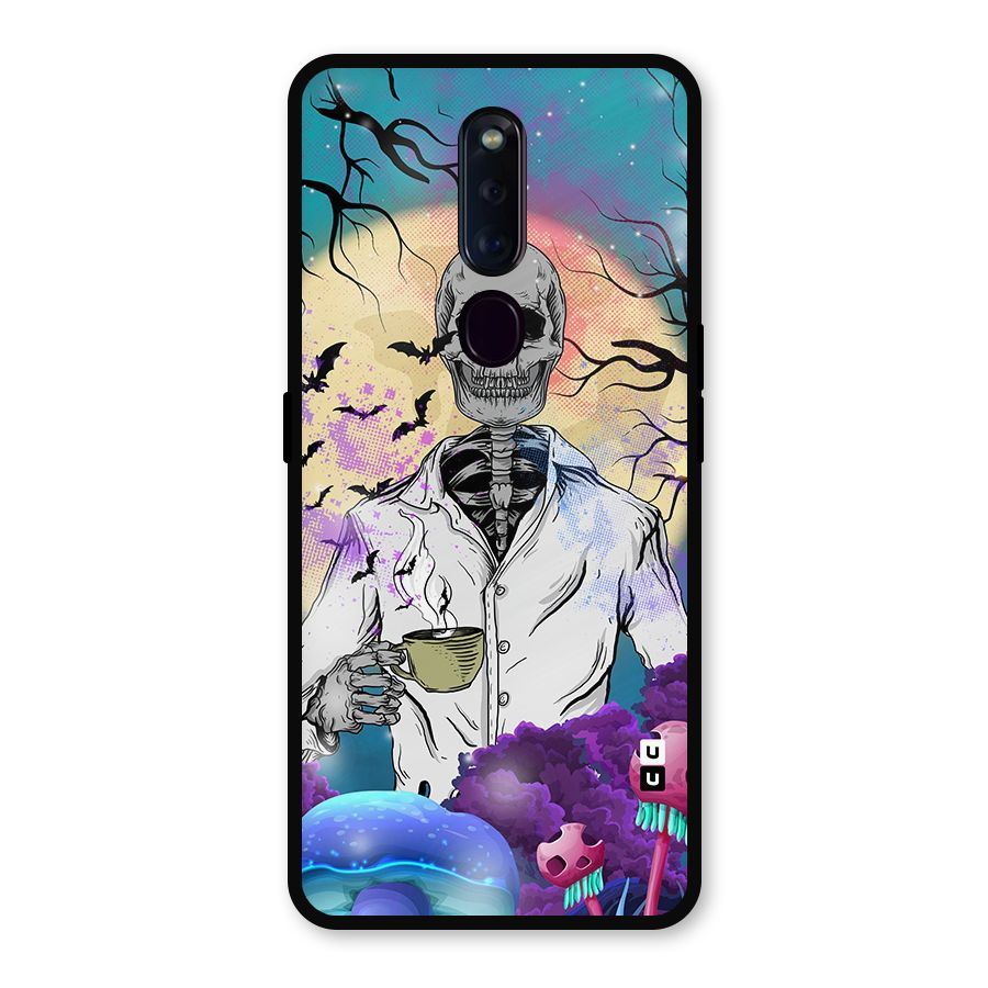 Morning Tea Skull Metal Back Case for Oppo F11 Pro