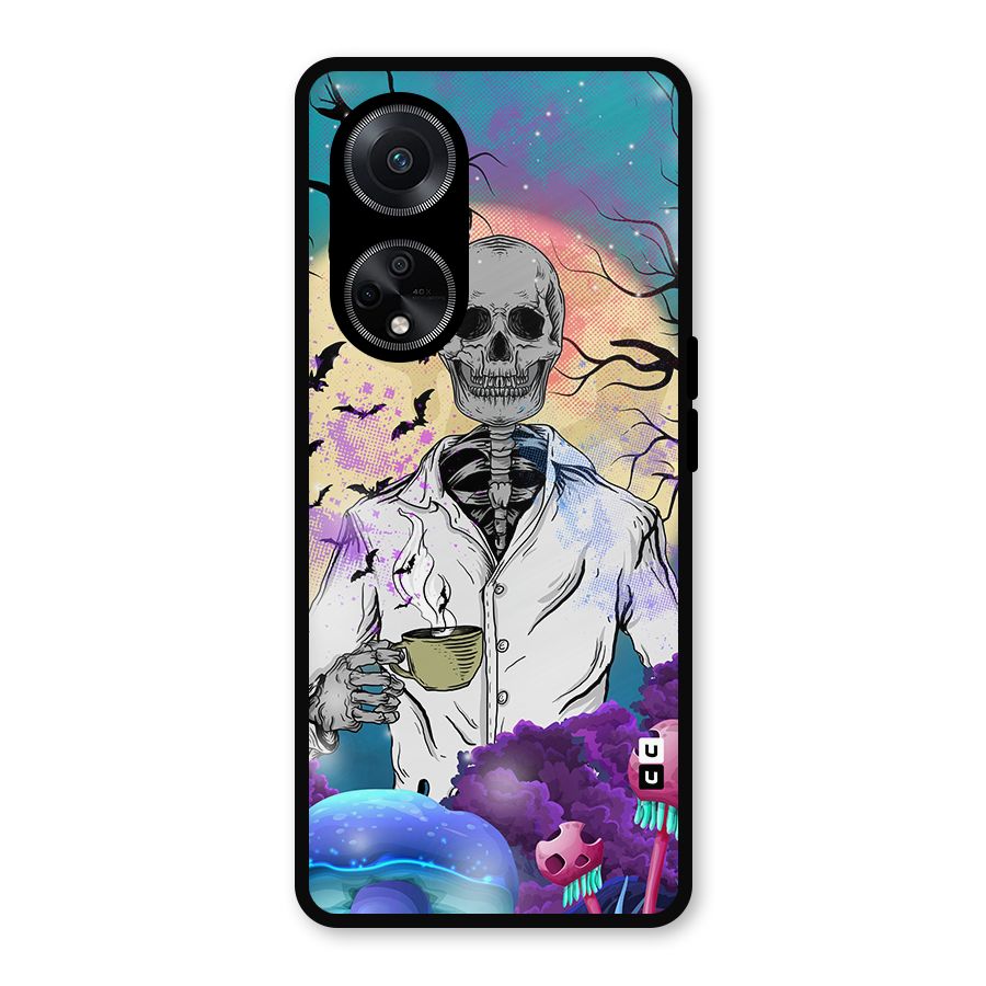 Morning Tea Skull Metal Back Case for Oppo F23