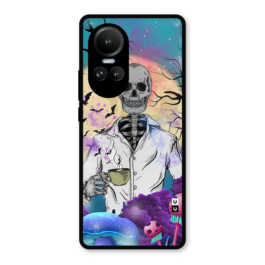 Morning Tea Skull Metal Back Case for Oppo Reno10