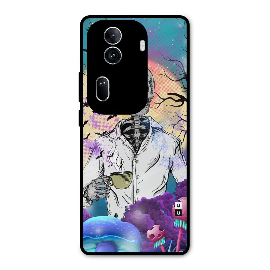 Morning Tea Skull Metal Back Case for Oppo Reno11 Pro 5G