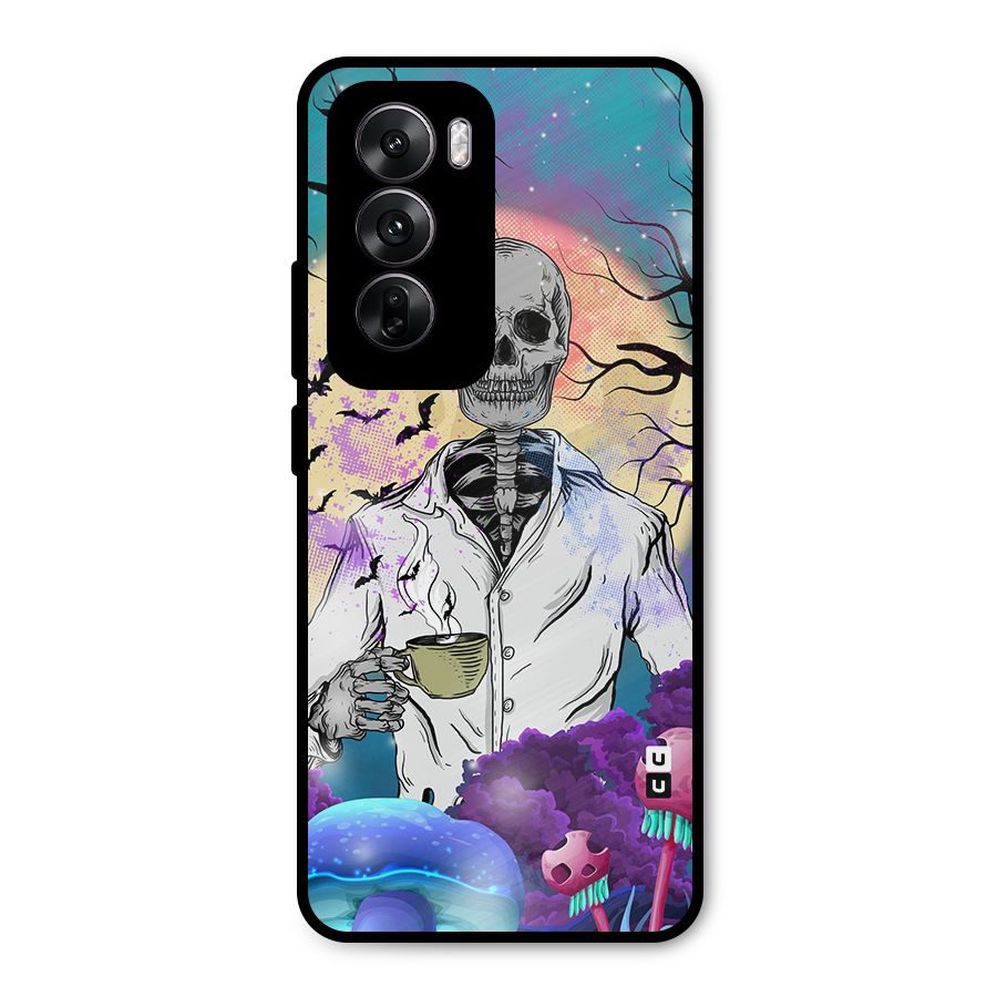 Morning Tea Skull Metal Back Case for Oppo Reno12