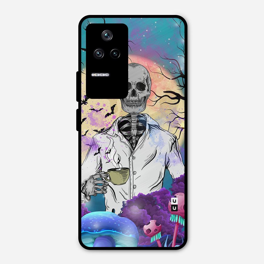 Morning Tea Skull Metal Back Case for Poco F4 5G