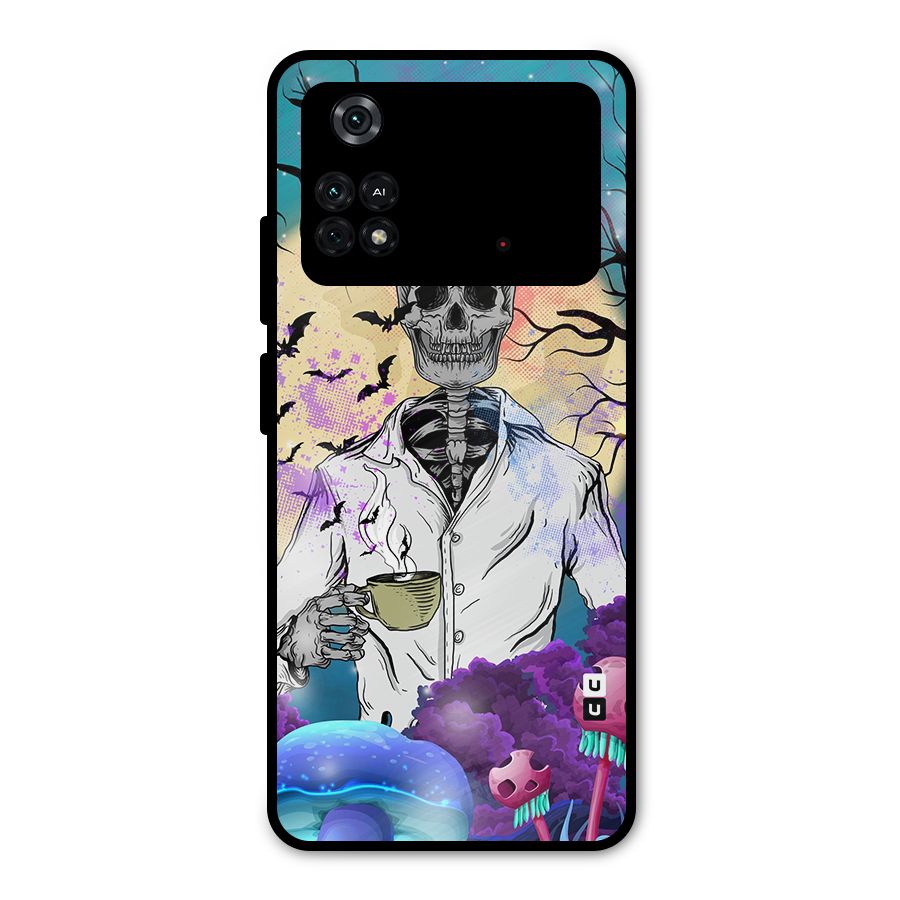 Morning Tea Skull Metal Back Case for Poco M4 Pro 4G