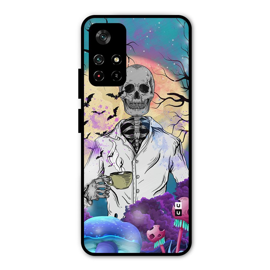 Morning Tea Skull Metal Back Case for Poco M4 Pro 5G