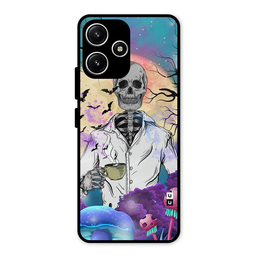 Morning Tea Skull Metal Back Case for Poco M6 Pro