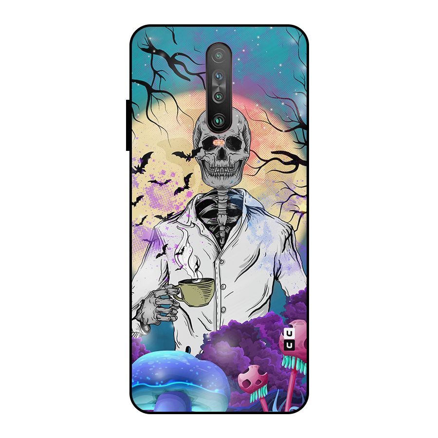 Morning Tea Skull Metal Back Case for Poco X2