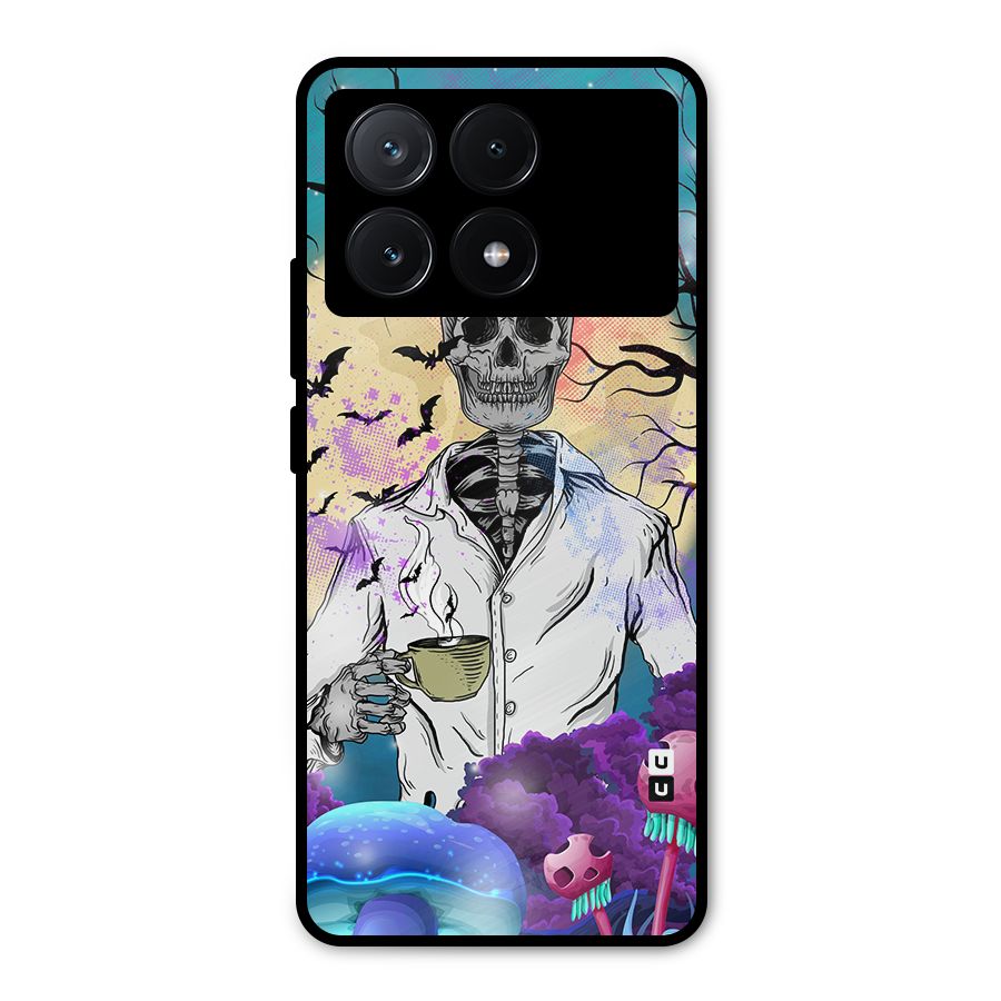 Morning Tea Skull Metal Back Case for Poco X6 Pro