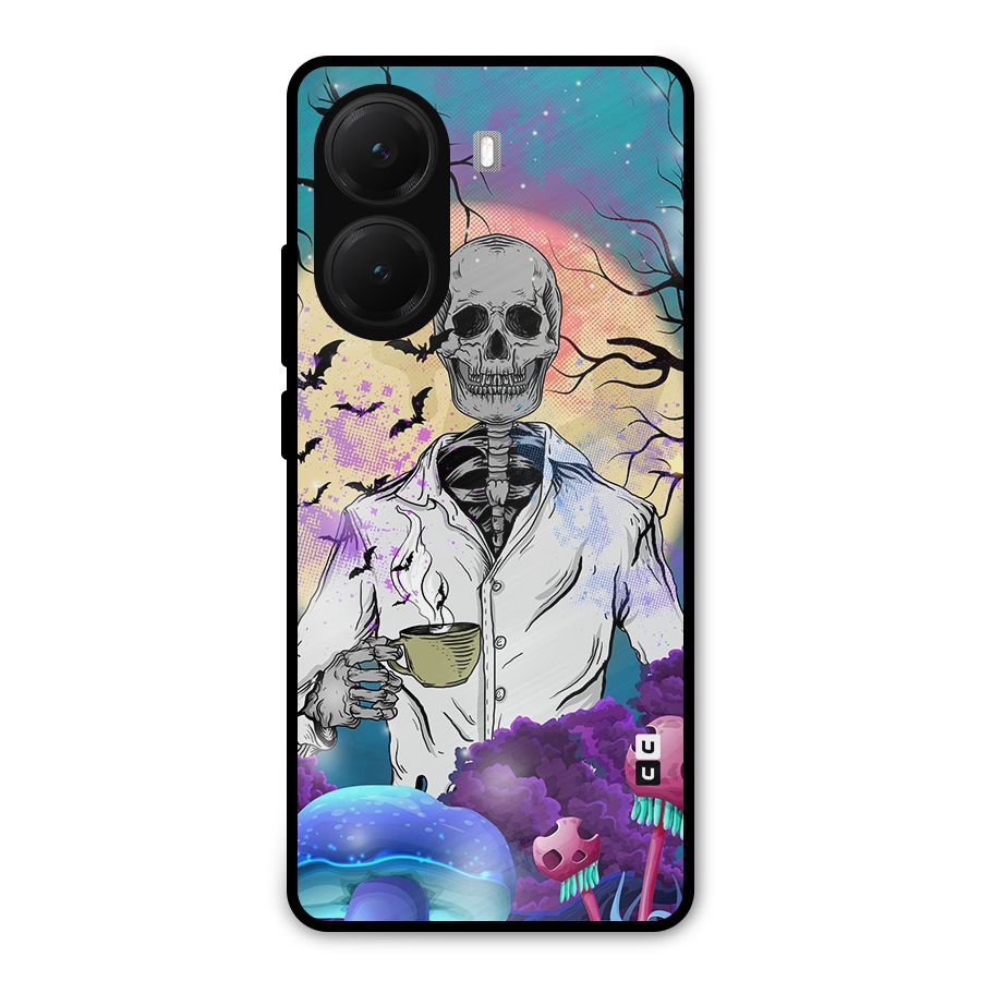 Morning Tea Skull Metal Back Case for Poco X7 Pro