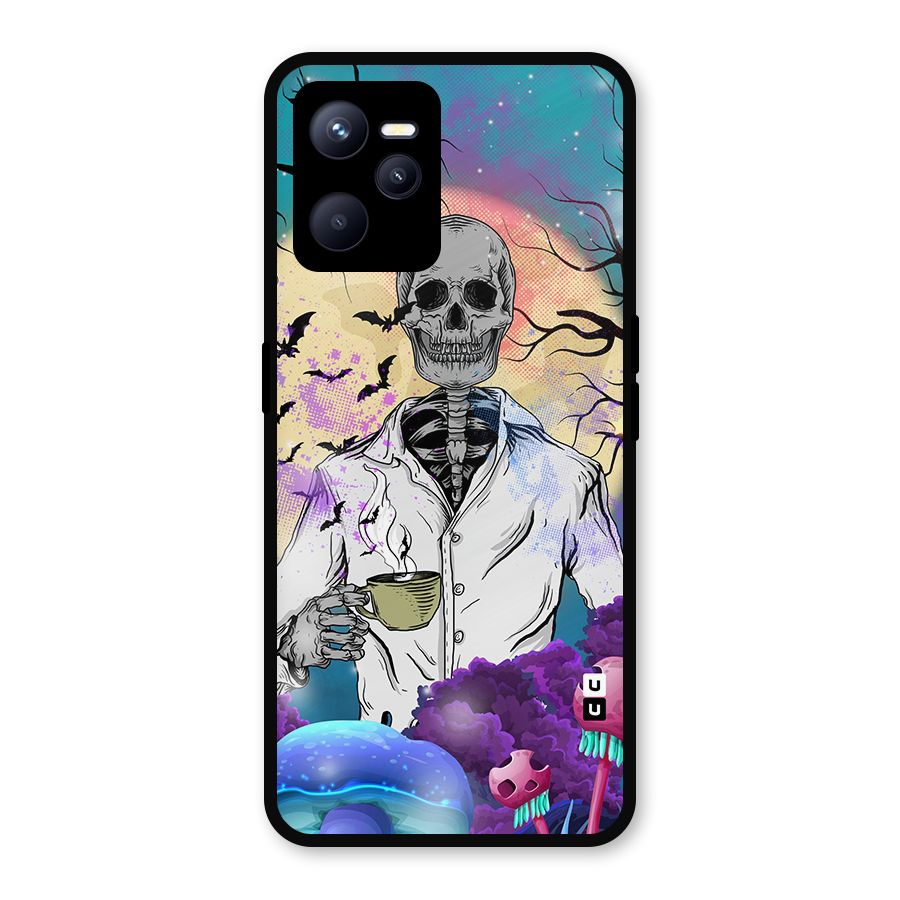 Morning Tea Skull Metal Back Case for Realme C35