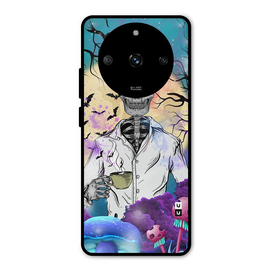 Morning Tea Skull Metal Back Case for Realme Narzo 60 5G