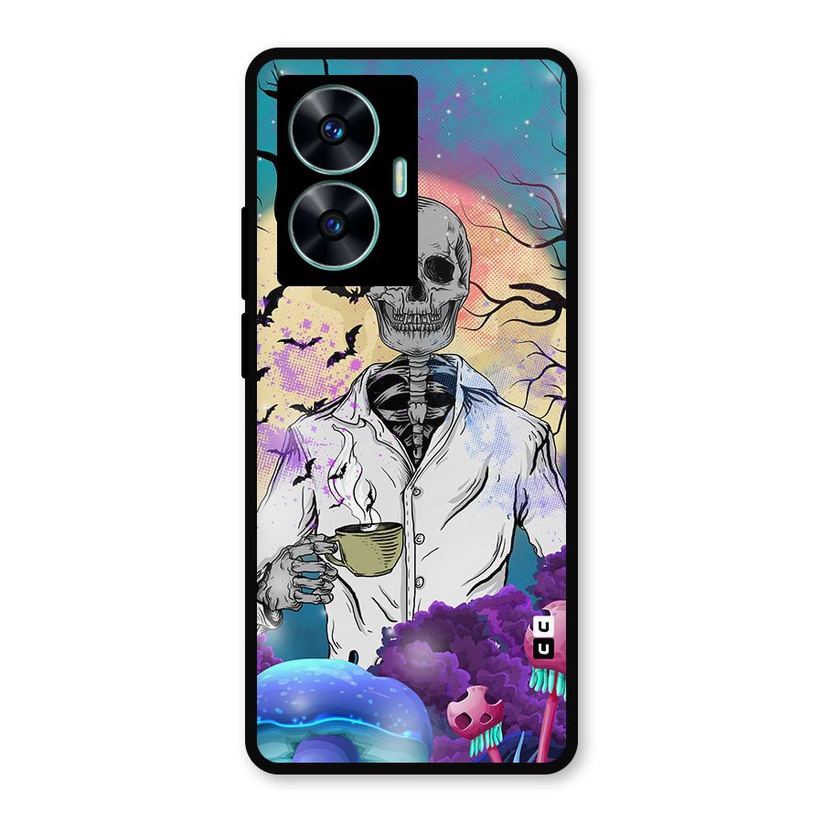 Morning Tea Skull Metal Back Case for Realme Narzo N55