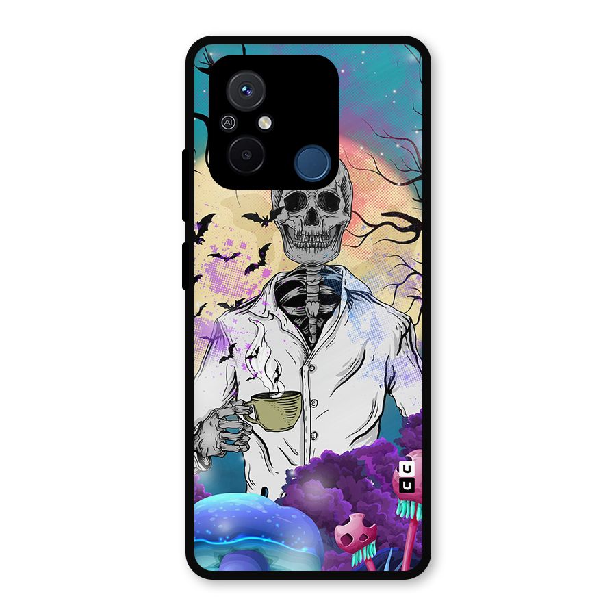 Morning Tea Skull Metal Back Case for Redmi 12C