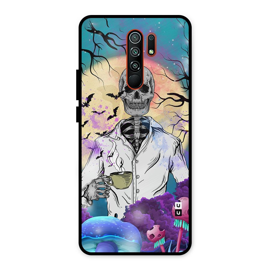 Morning Tea Skull Metal Back Case for Redmi 9 Prime