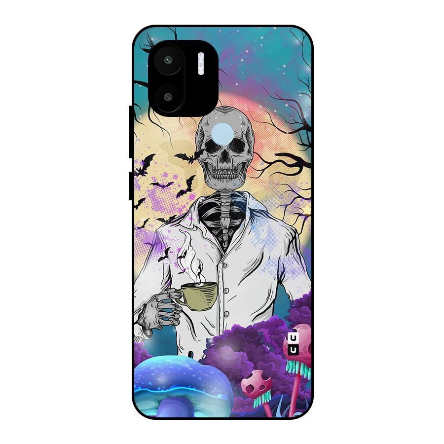 Morning Tea Skull Metal Back Case for Redmi A2+