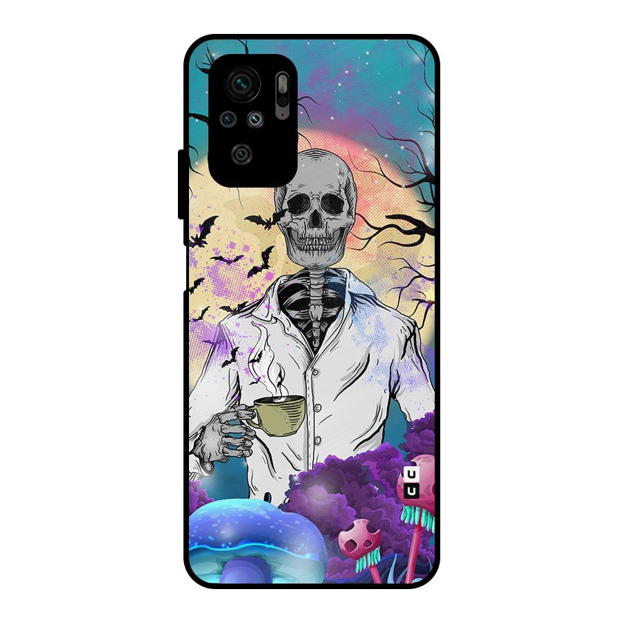 Morning Tea Skull Metal Back Case for Redmi Note 10S