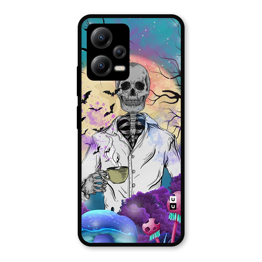 Morning Tea Skull Metal Back Case for Redmi Note 12 5G