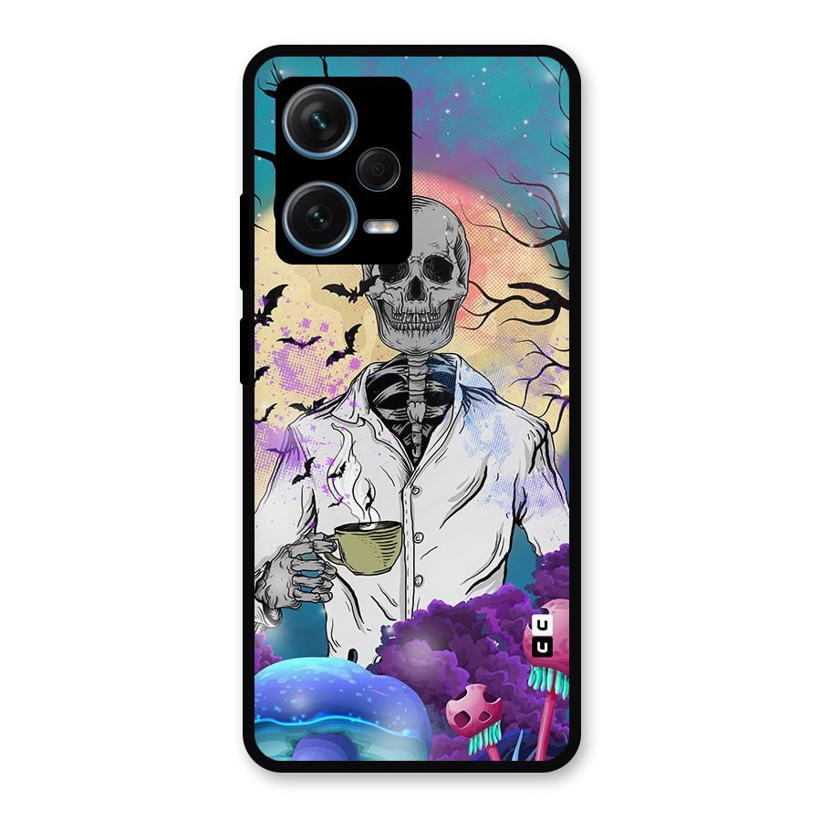 Morning Tea Skull Metal Back Case for Redmi Note 12 Pro Plus 5G