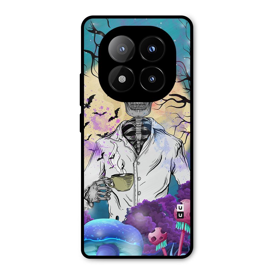 Morning Tea Skull Metal Back Case for Redmi Note 14 Pro Plus 5G
