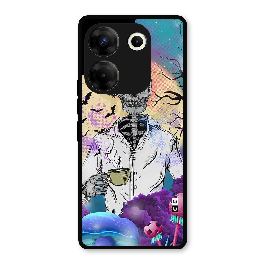 Morning Tea Skull Metal Back Case for Tecno Camon 20