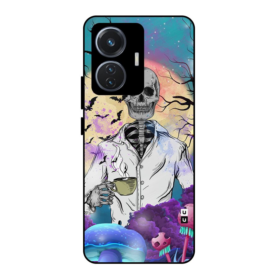 Morning Tea Skull Metal Back Case for Vivo T1 44W