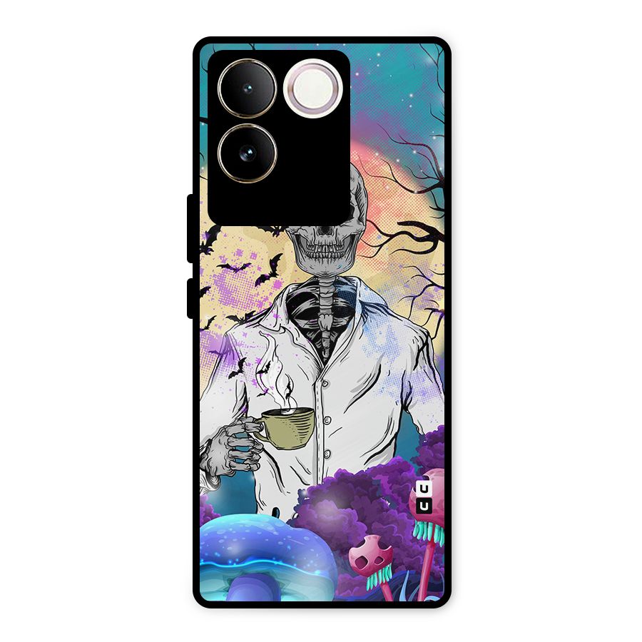 Morning Tea Skull Metal Back Case for Vivo T2 Pro