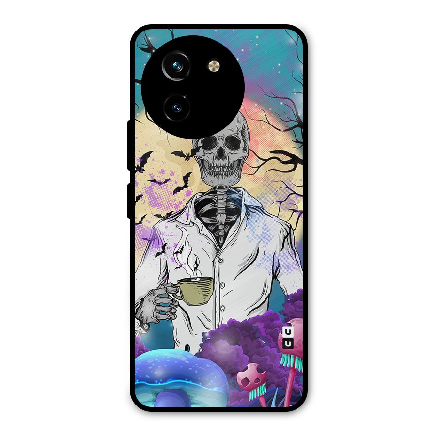 Morning Tea Skull Metal Back Case for Vivo T3x